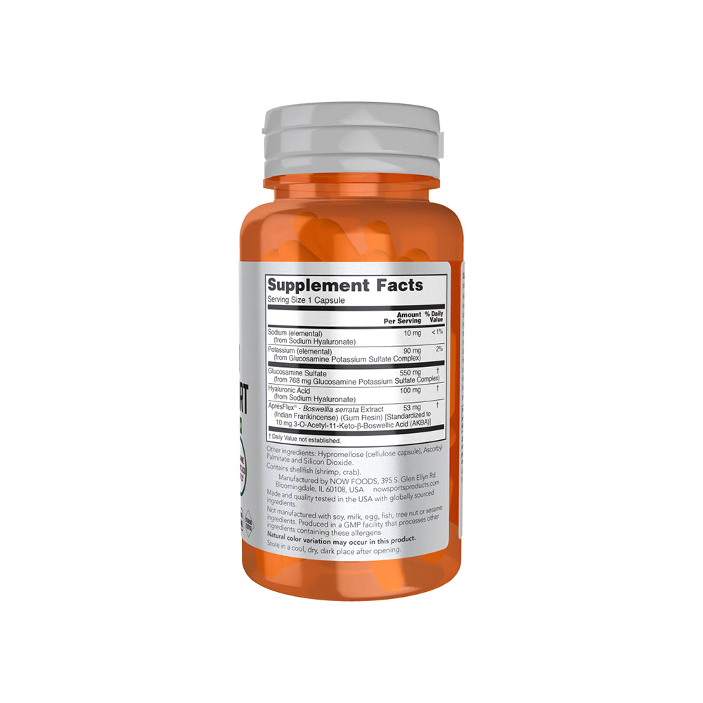NOW Sports Nutrition, Advanced Joint Support, Glucosamine, Hyaluronic Acid, ApresFlex, 60 Capsules Vitamins & Supplements NOW Foods USA