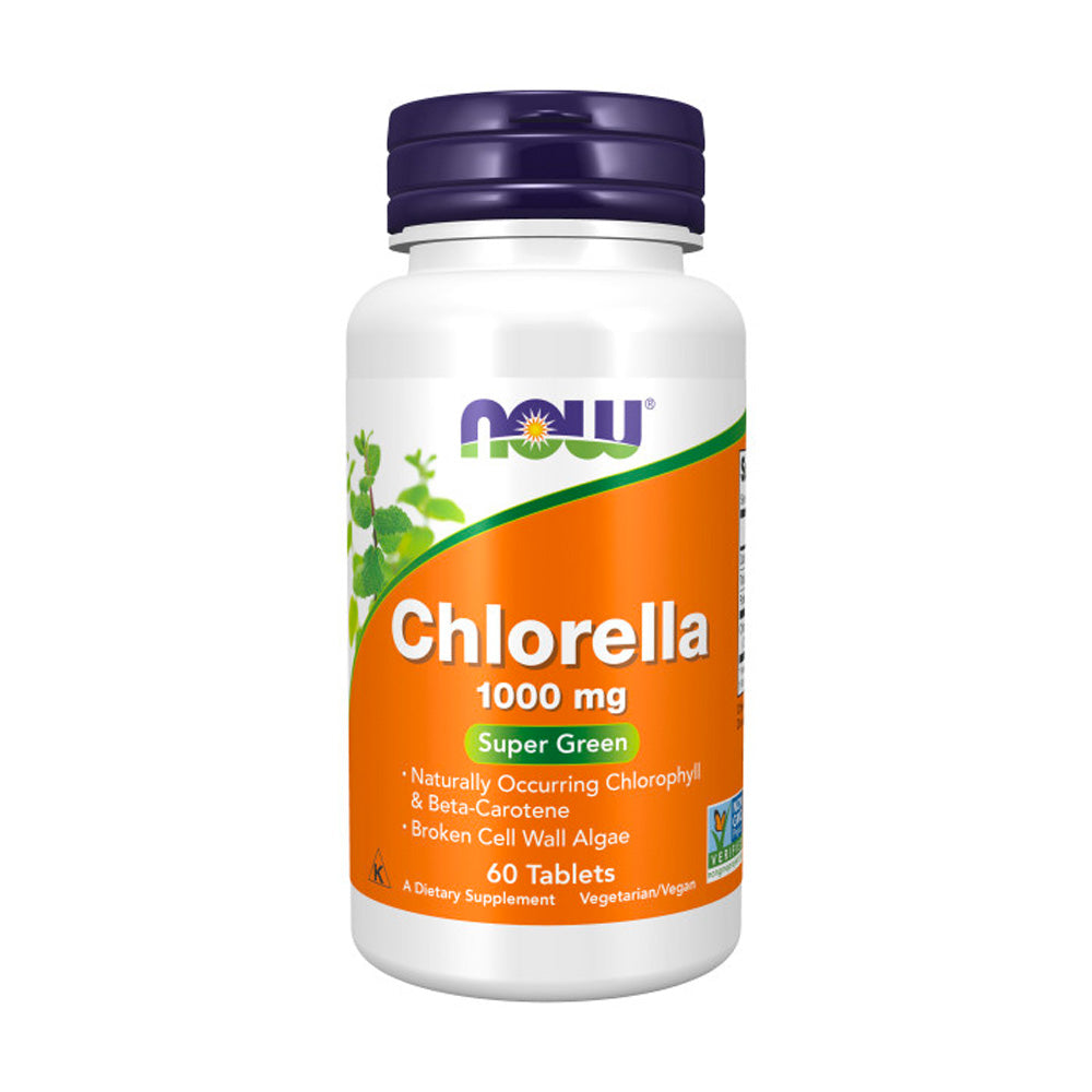 NOW Supplements, Chlorella 1000 mg with naturally occurring Chlorophyll, Beta-Carotene, mixed Carotenoids, Vitamin C, Iron and Protein, 60 Tablets Vitamins & Supplements NOW Foods USA