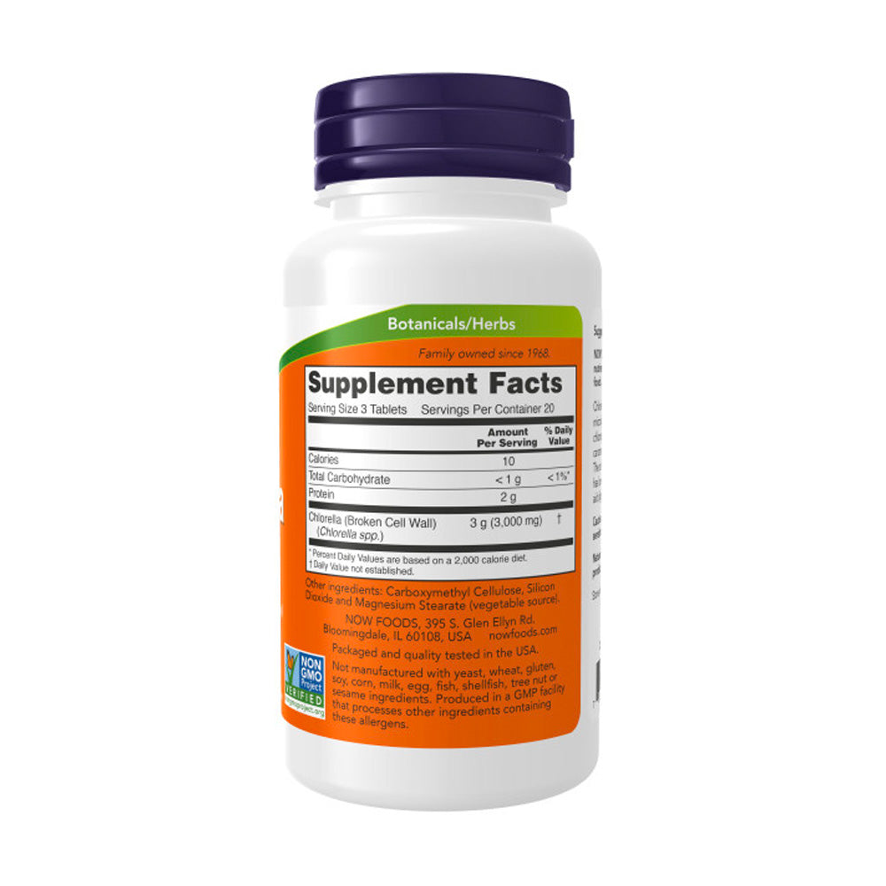 NOW Supplements, Chlorella 1000 mg with naturally occurring Chlorophyll, Beta-Carotene, mixed Carotenoids, Vitamin C, Iron and Protein, 60 Tablets Vitamins & Supplements NOW Foods USA
