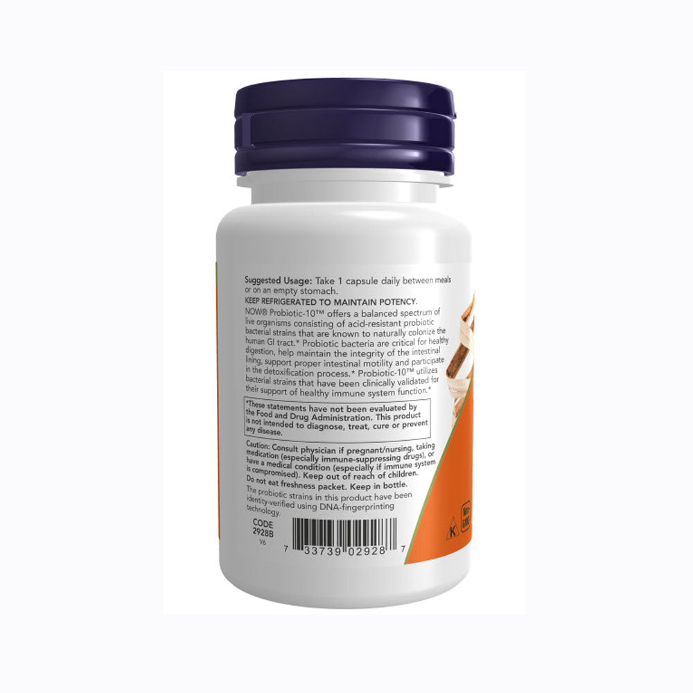 NOW Supplements, Probiotic-10™, 50 Billion, with 10 Probiotic Strains, Strain Verified, 50 Veg Capsules - Bloom Concept