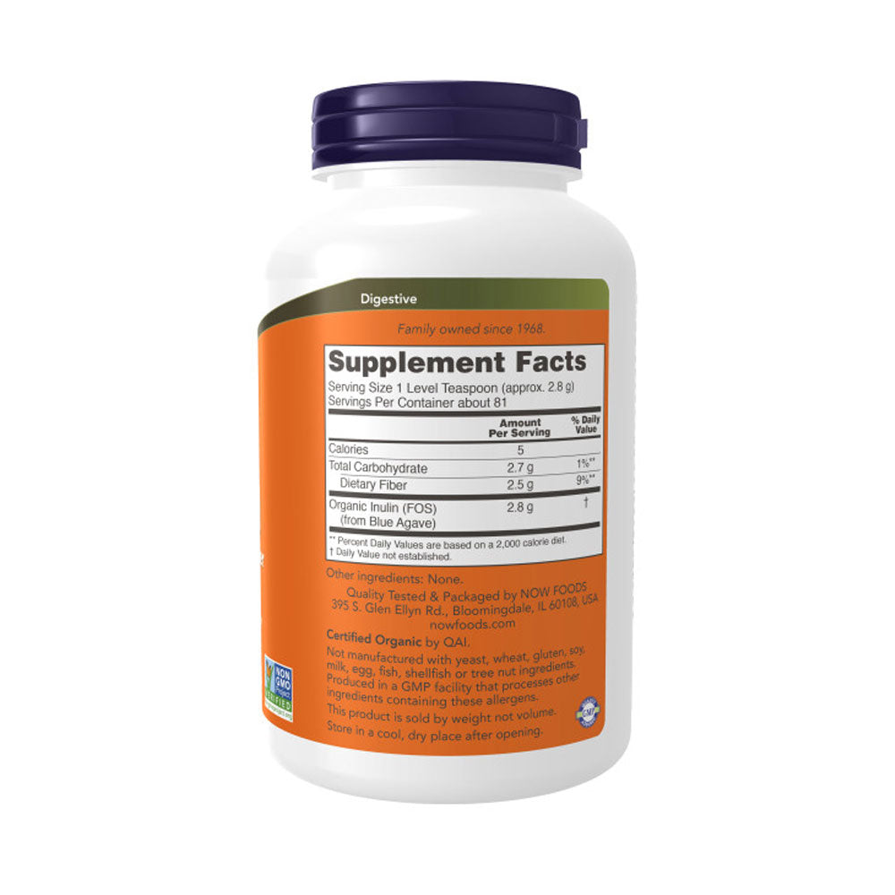 NOW Supplements, Inulin Prebiotic Pure Powder, Certified Organic, Non-GMO Project Verified, Intestinal Support*, 8-Ounce (227g) Vitamins & Supplements NOW Foods USA