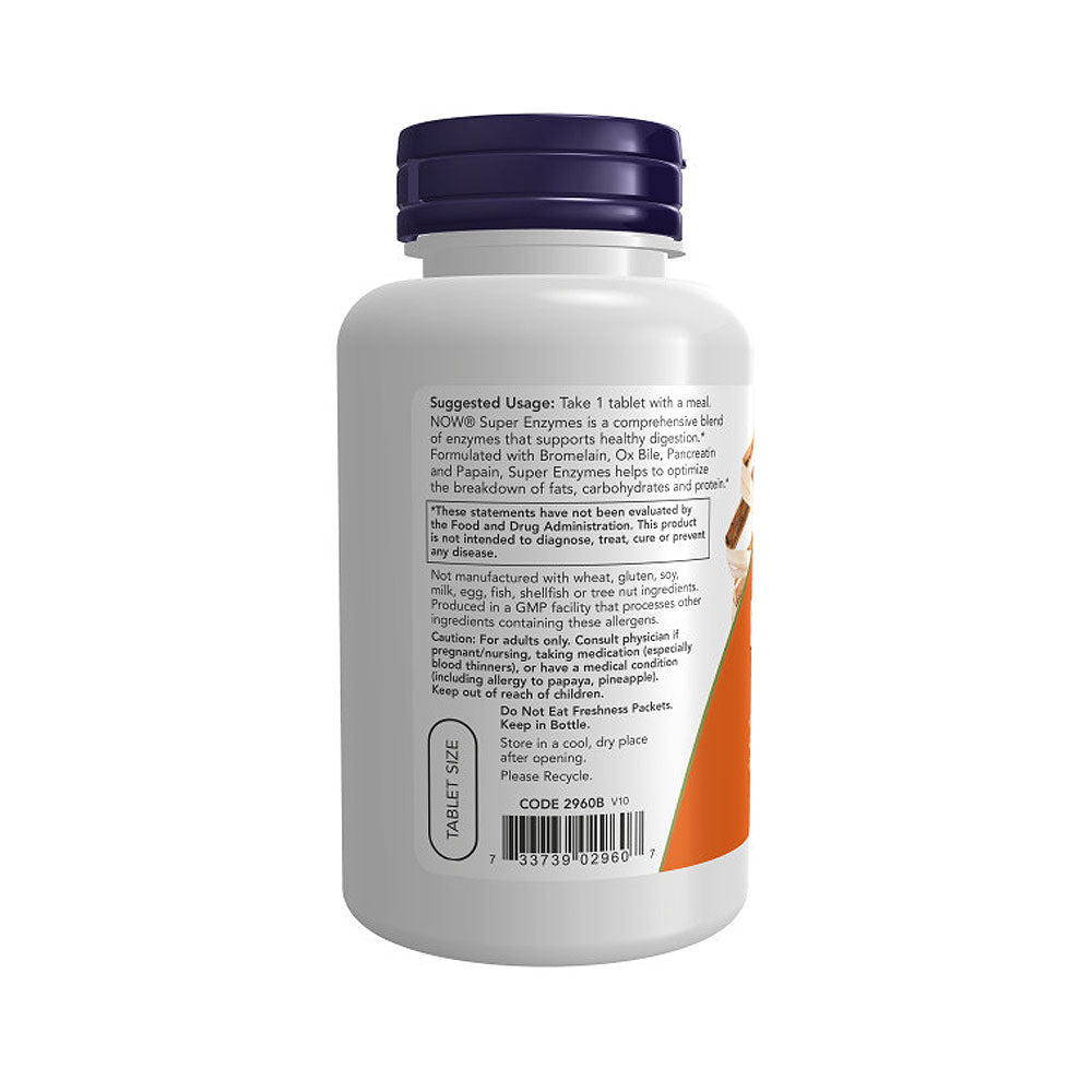 NOW Supplements, Super Enzymes, Formulated with Bromelain, Ox Bile, Pancreatin and Papain, Super Enzymes, 90 Tablets - Bloom Concept