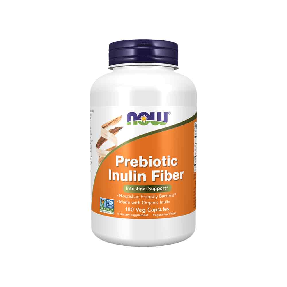 NOW Supplements Prebiotic Inulin Fiber, 180 Veg Capsules Vitamins & Supplements NOW Foods USA