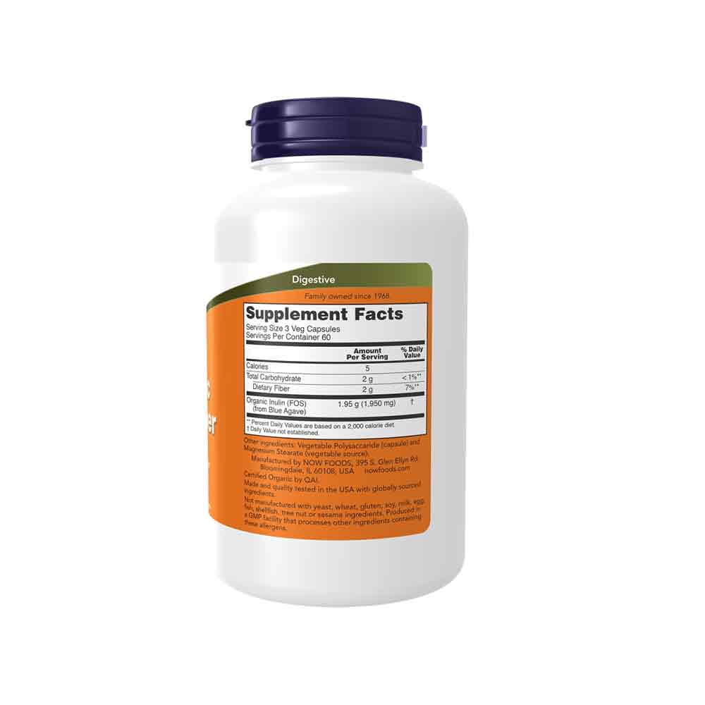NOW Supplements Prebiotic Inulin Fiber, 180 Veg Capsules Vitamins & Supplements NOW Foods USA