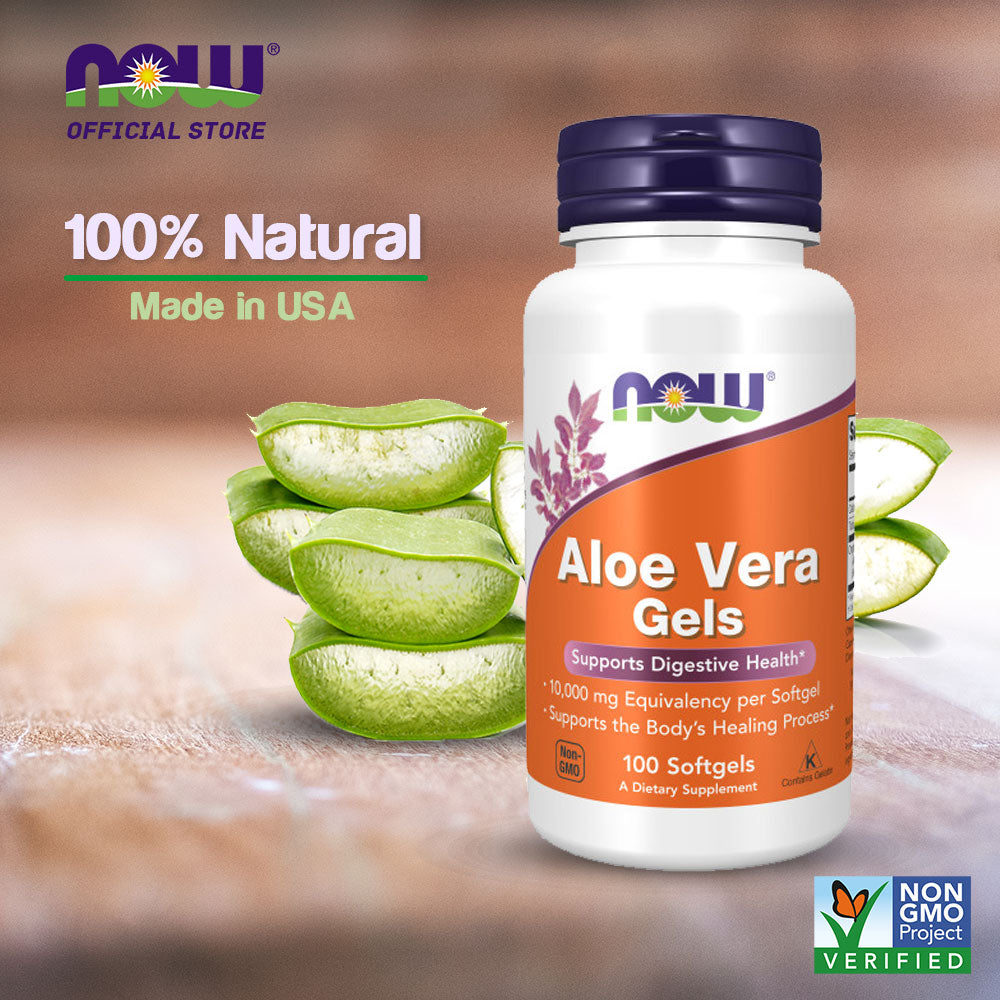 NOW Supplements, Aloe Vera (Aloe barbadensis) 10,000 mg, Supports Digestive Health*, 100 Softgels Vitamins & Supplements NOW Foods USA