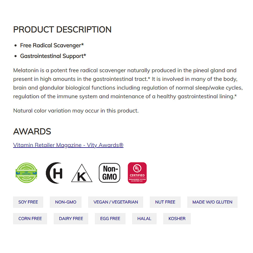 NOW Supplements, Melatonin 3 mg, Free Radical Scavenger*, Healthy Sleep Cycle*, 60 Veg Capsules - Bloom Concept