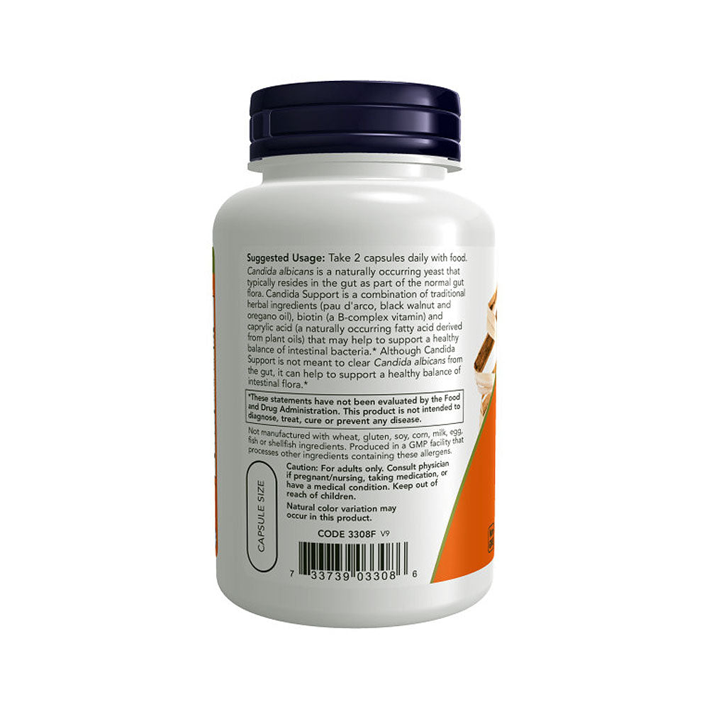 NOW Supplements, Candida Support with Pau D'Arco, Oregano Oil, Black Walnut & Caprylic Acid, 90 Veg Capsules - Bloom Concept