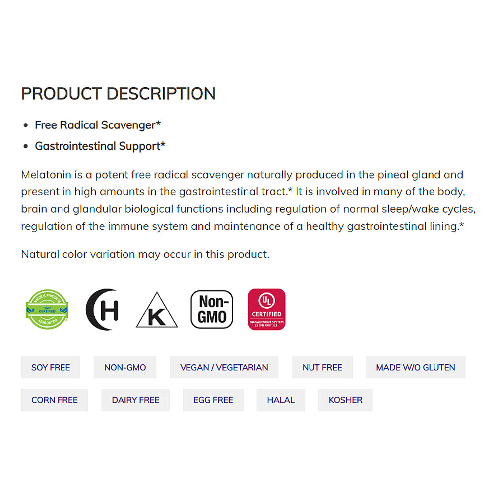 NOW Supplements, Melatonin 5 mg, Free Radical Scavenger*, Healthy Sleep Cycle*, 60 Veg Capsules - Bloom Concept