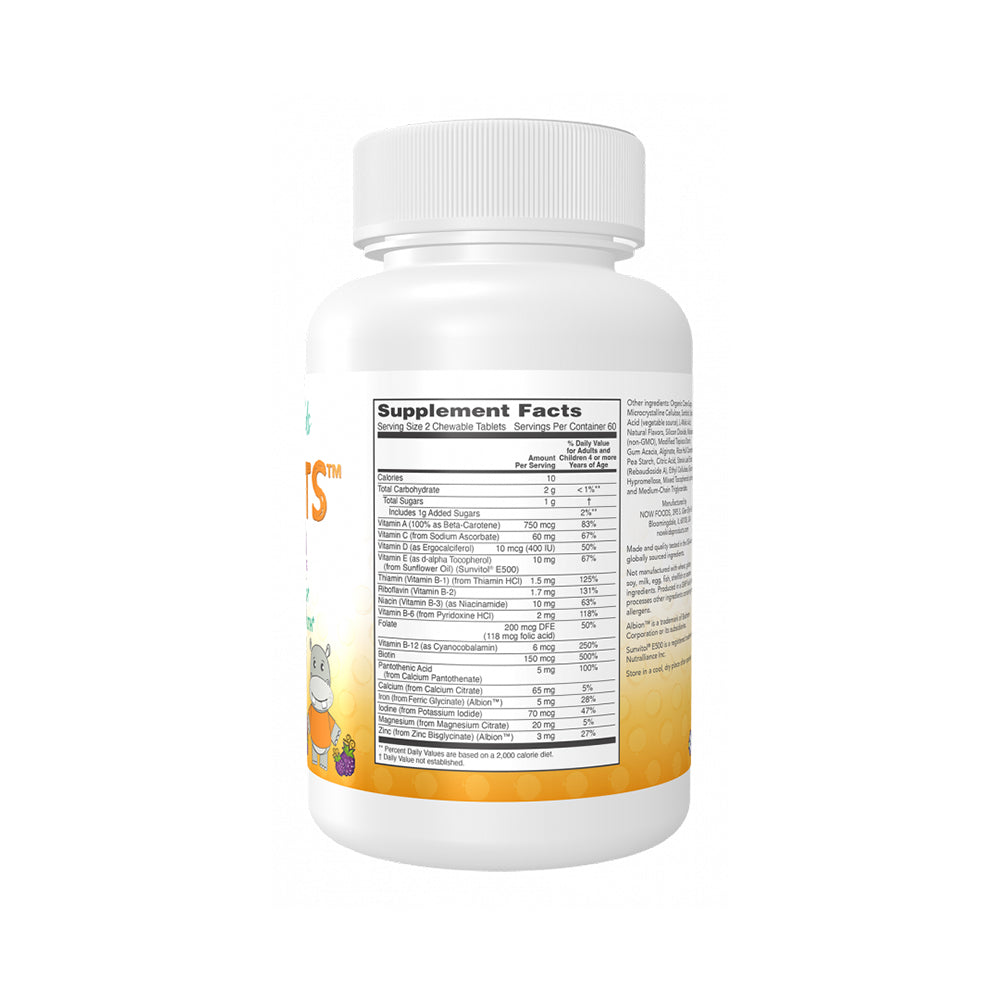 NOW Kids Supplements, Kid Vits Multivitamin, Grape Flavor, 120 Chewable Tablets Vitamins & Supplements NOW Foods USA
