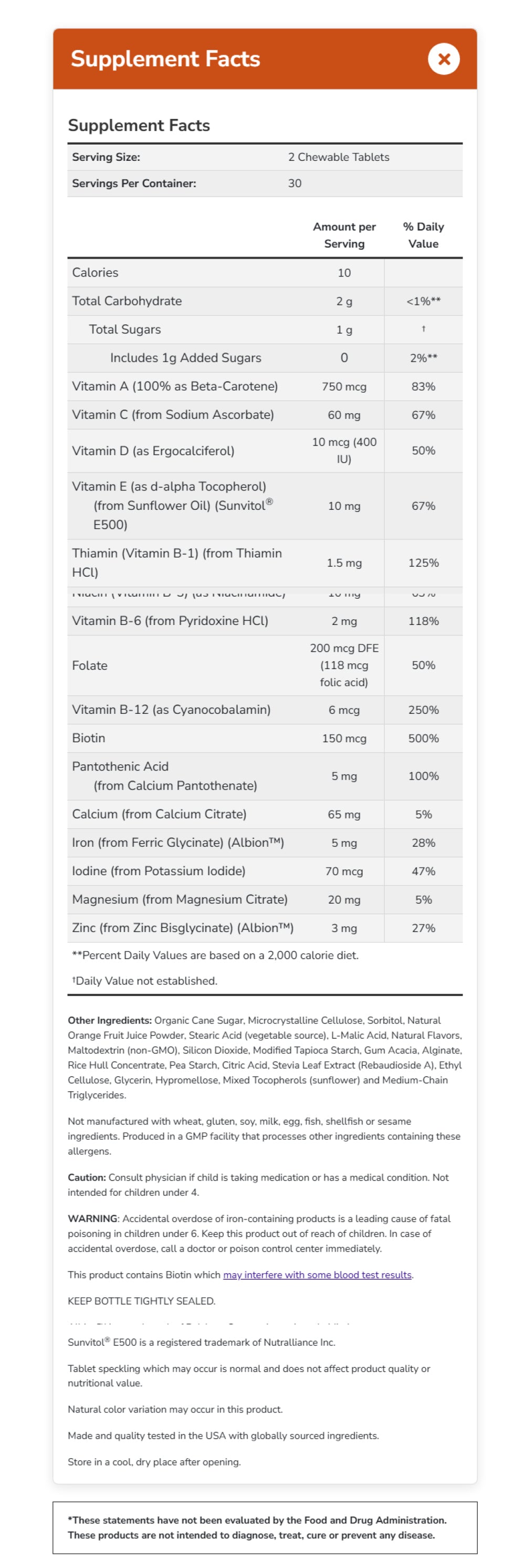 NOW Kids Supplements, Kid Vits Multivitamin, Juicy Orange, 120 Chewable Tablets Vitamins & Supplements NOW Foods USA