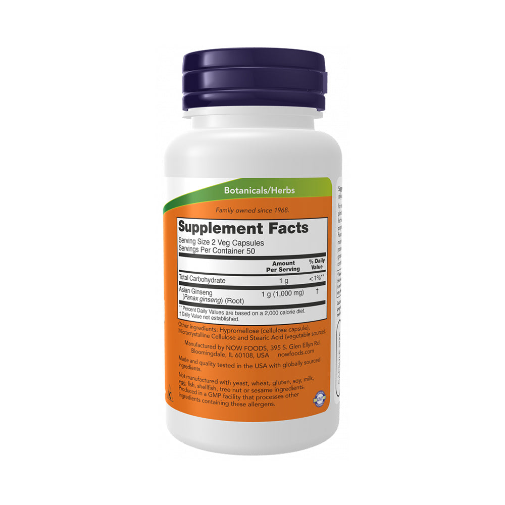 NOW Supplements, Panax Ginseng (Root) 500 mg, Adaptogenic Herb*, 100 Veg Capsules Vitamins & Supplements NOW Foods USA