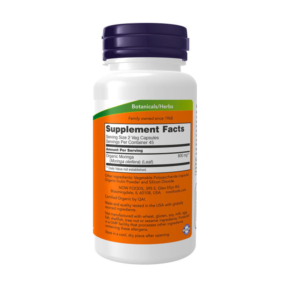 NOW Foods Moringa Leaf, Green Super Herb, Made with Organic Moringa, Free Radical Protection*, 90 Veg Capsules Vitamins & Supplements NOW Foods USA