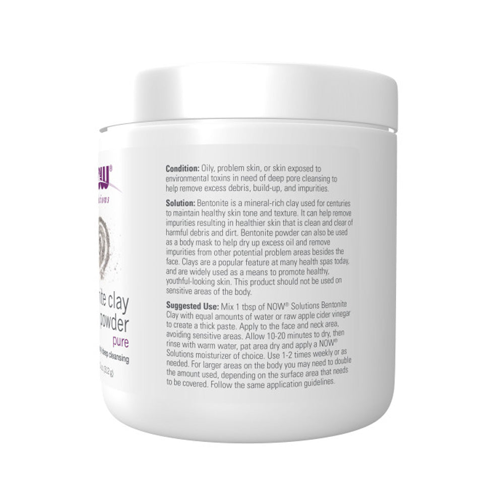 NOW Solutions, 11-Ounce (312 g)Bentonite Clay Powder, Pure Powder for Face and Body, Great for Oily Problem Skin, - Bloom Concept