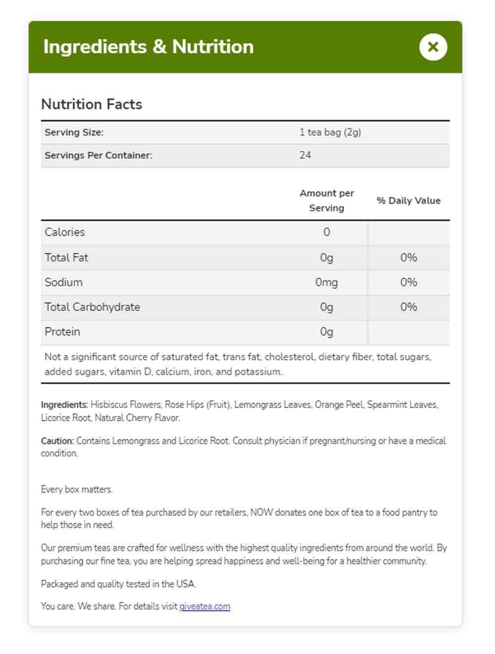NOW Foods Heavenly Hip Hibiscus™, Hibiscus Herbal Punch Tea, Everyday Wellness with the Refreshing Punch of Hibiscus Flowers, Caffeine Free, 24 Tea Bags Natural Foods NOW Foods USA