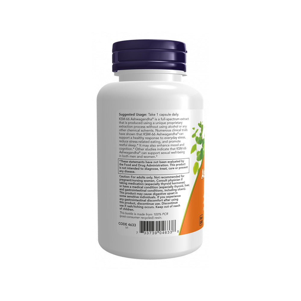 NOW Supplements, KSM-66 Ashwagandha®, Stress and Sleep Support, 90 Veg Capsules Vitamins & Supplements NOW Foods USA