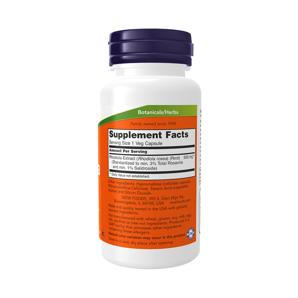 NOW Supplements, Rhodiola 500 mg, Helps Body Adapt to Stress of Daily Life*, Adaptogenic Herb*, 60 Veg Capsules - Bloom Concept