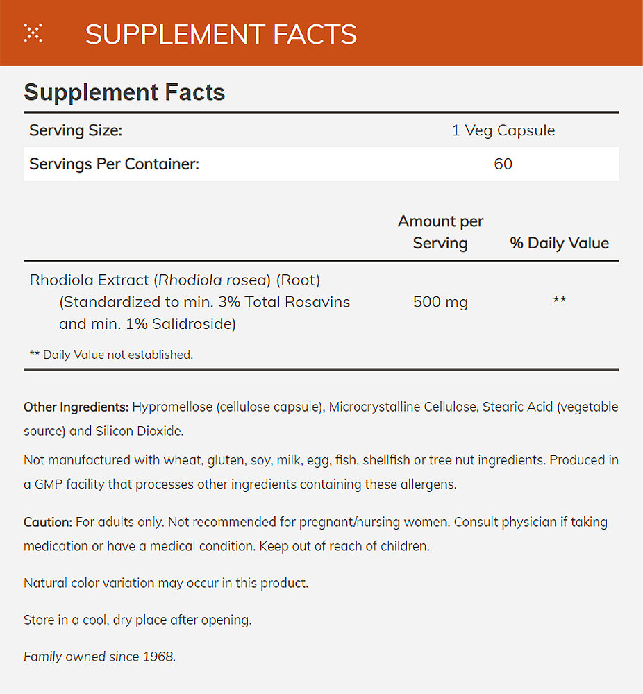 NOW Supplements, Rhodiola 500 mg, Helps Body Adapt to Stress of Daily Life*, Adaptogenic Herb*, 60 Veg Capsules - Bloom Concept