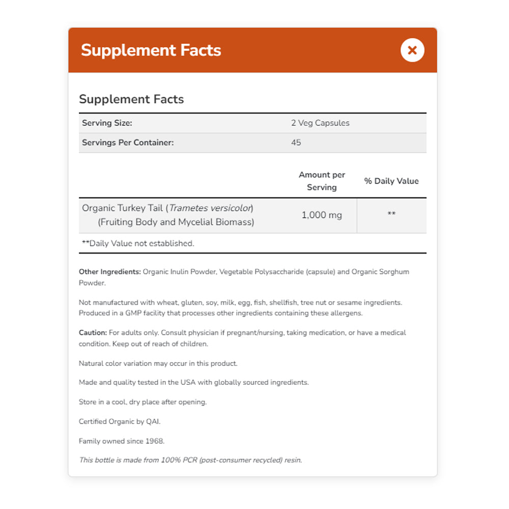 (Best by 08/25) NOW Supplements, Turkey Tail 500 mg, Super Mushroom, Made with Organic Turkey Tail Mushroom and Mycelium, 90 Veg Capsules Vitamins & Supplements NOW Foods USA