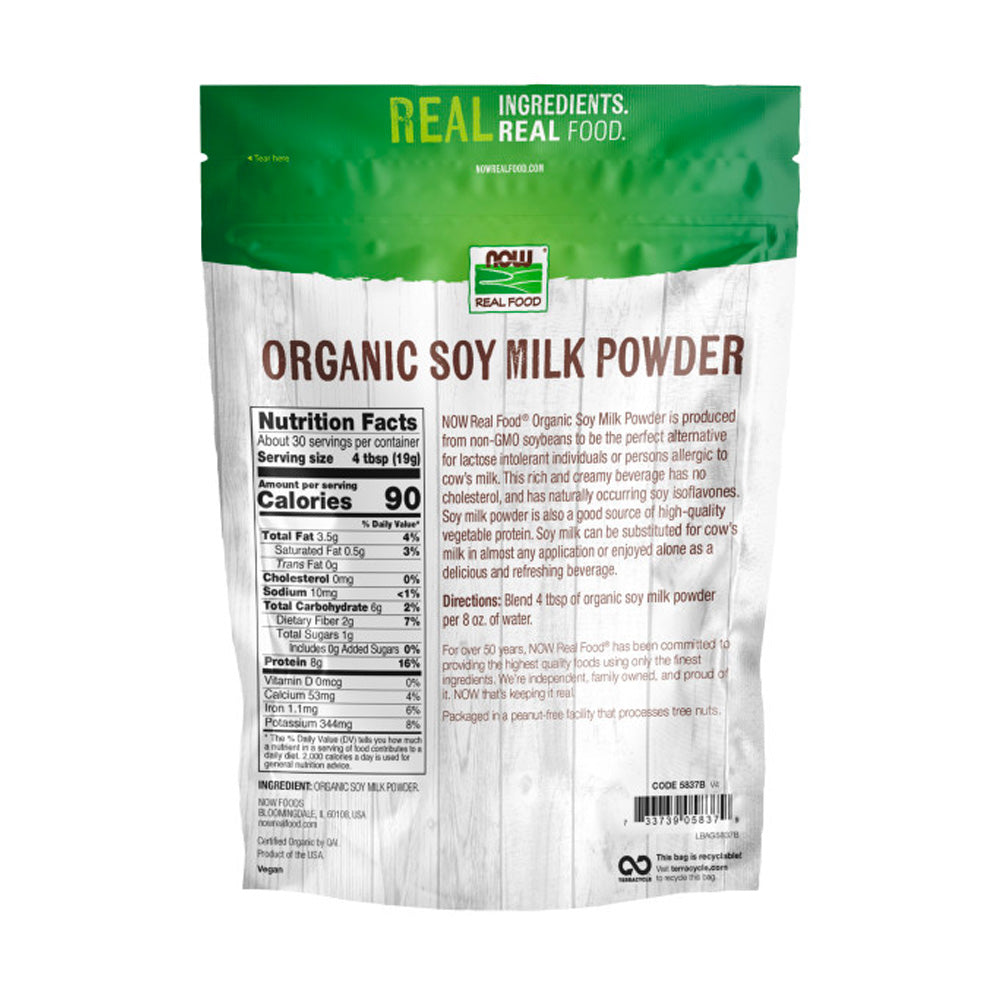 NOW Foods, Organic Soy Milk Powder, Instant Mix Dairy Alternative, Non-GMO, 20-Ounce (567g) - Bloom Concept