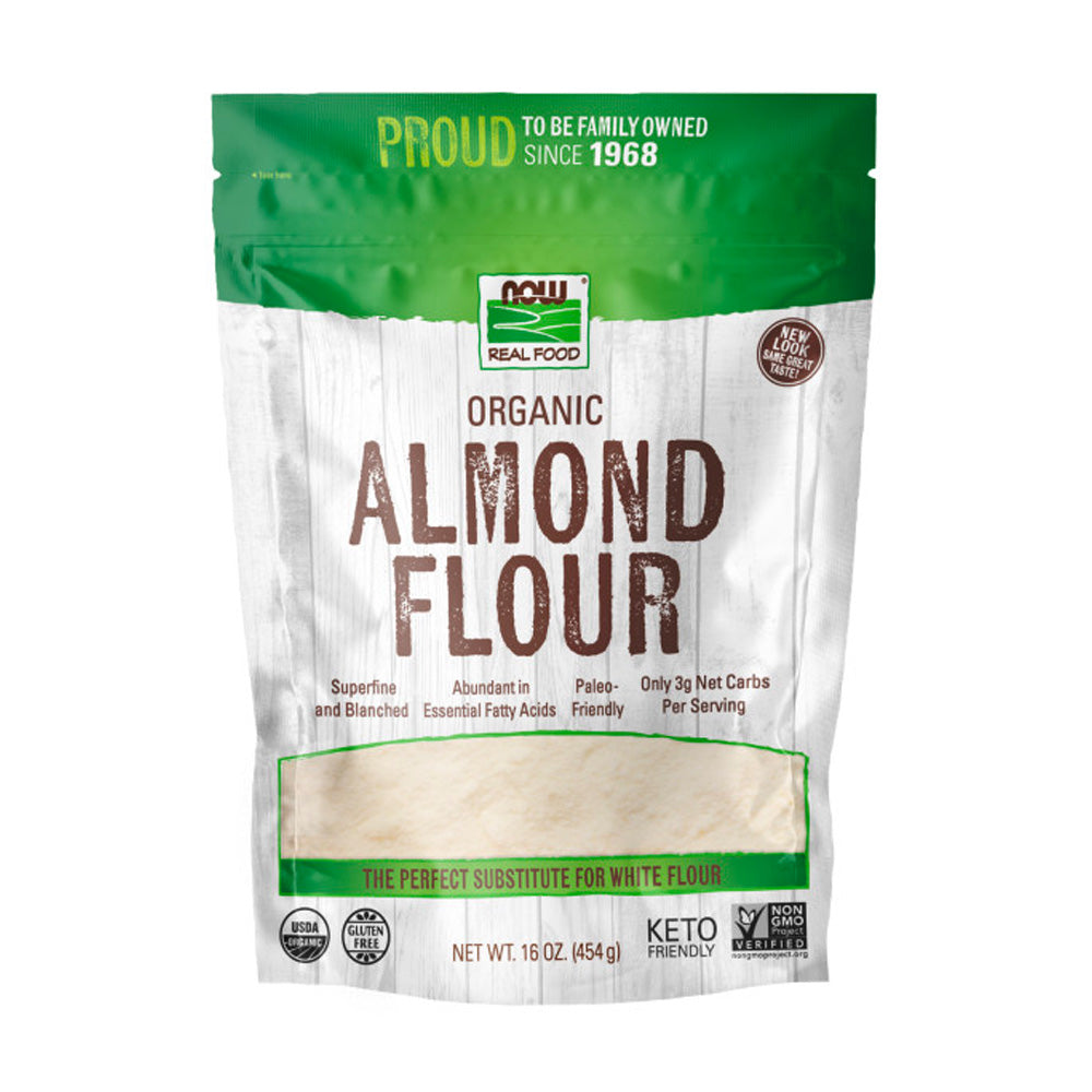 (Best by 11/24) NOW Foods, Organic Almond Flour, Superfine, Blanched, Certified Non-GMO, 16-Ounce (454 g) - Bloom Concept
