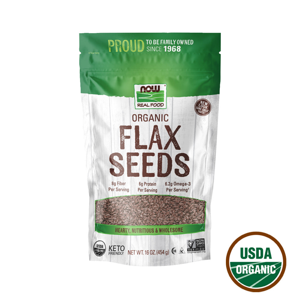 NOW Foods, Organic Flax Seeds, Source of Essential Fatty Acids and Fiber, Certified Non-GMO, Kosher, 1-Pound (454 g) Natural Foods NOW Foods USA