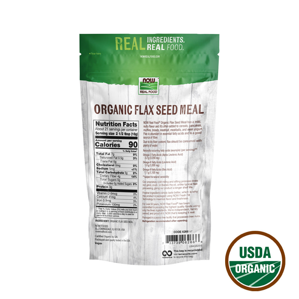 NOW Foods, Organic Flax Seed Meal, Source of Essential Fatty Acids and Fiber, Cold-Processed, Certified Non-GMO, 12-Ounce (340 g) Natural Foods NOW Foods USA