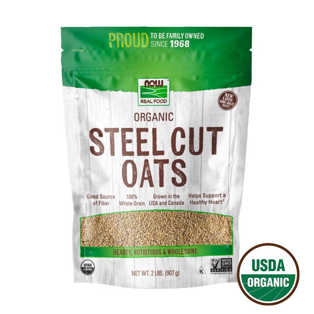 NOW Foods, Organic Steel Cut Oats, Source of Fiber, 100% Whole Grain, USA-Grown, 2-Pound (907g) Natural Foods NOW Foods USA