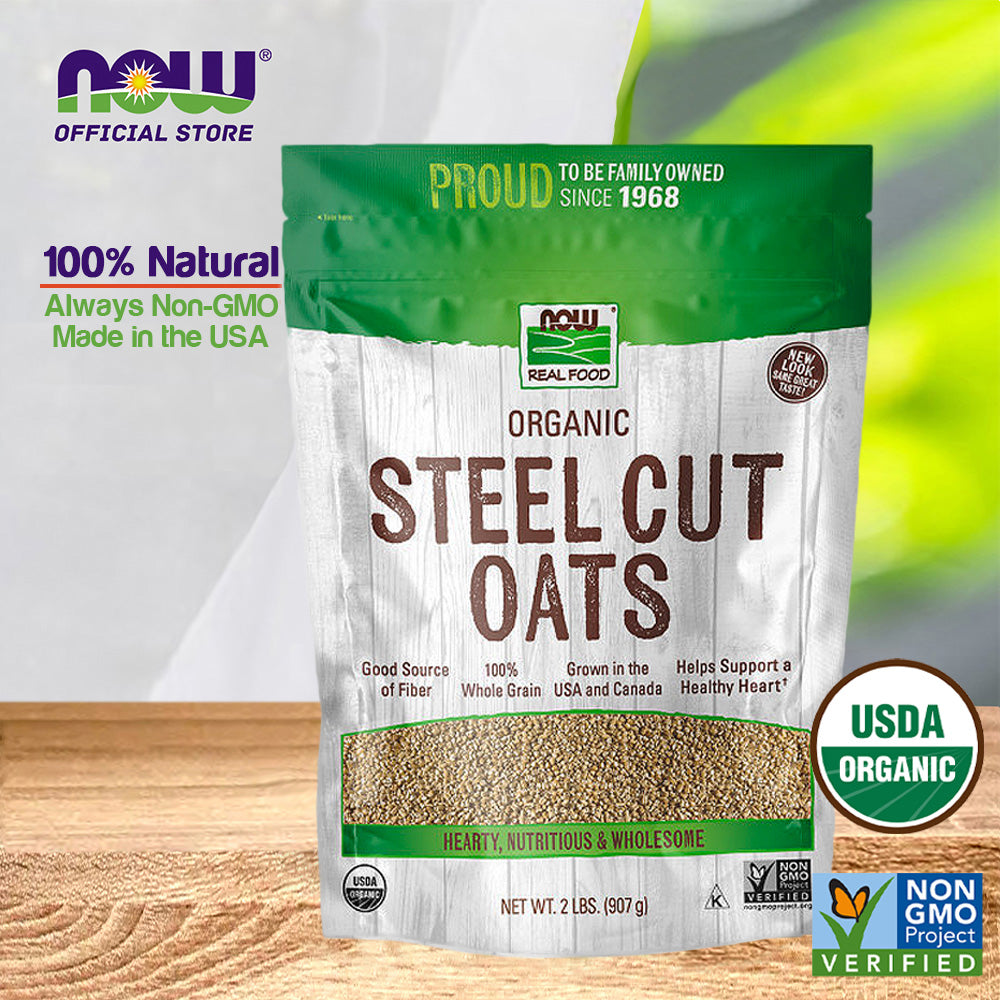 NOW Foods, Organic Steel Cut Oats, Source of Fiber, 100% Whole Grain, USA-Grown, 2-Pound (907g) Natural Foods NOW Foods USA