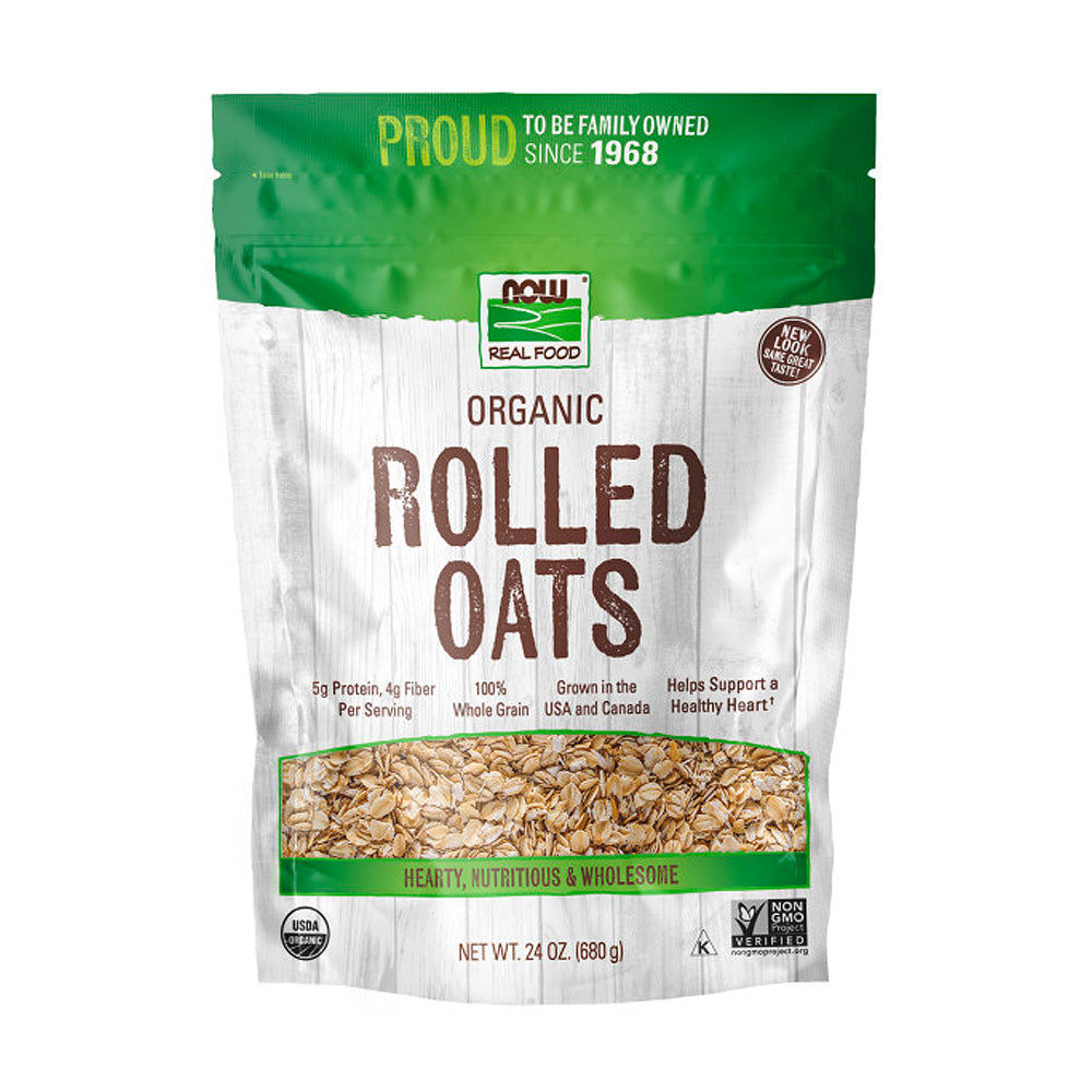 NOW Foods, Organic Rolled Oats, Source of Fiber, Protein and Iron, 100% Whole Grain, Product of the USA, 24-Ounce (680g) Natural Foods NOW Foods USA