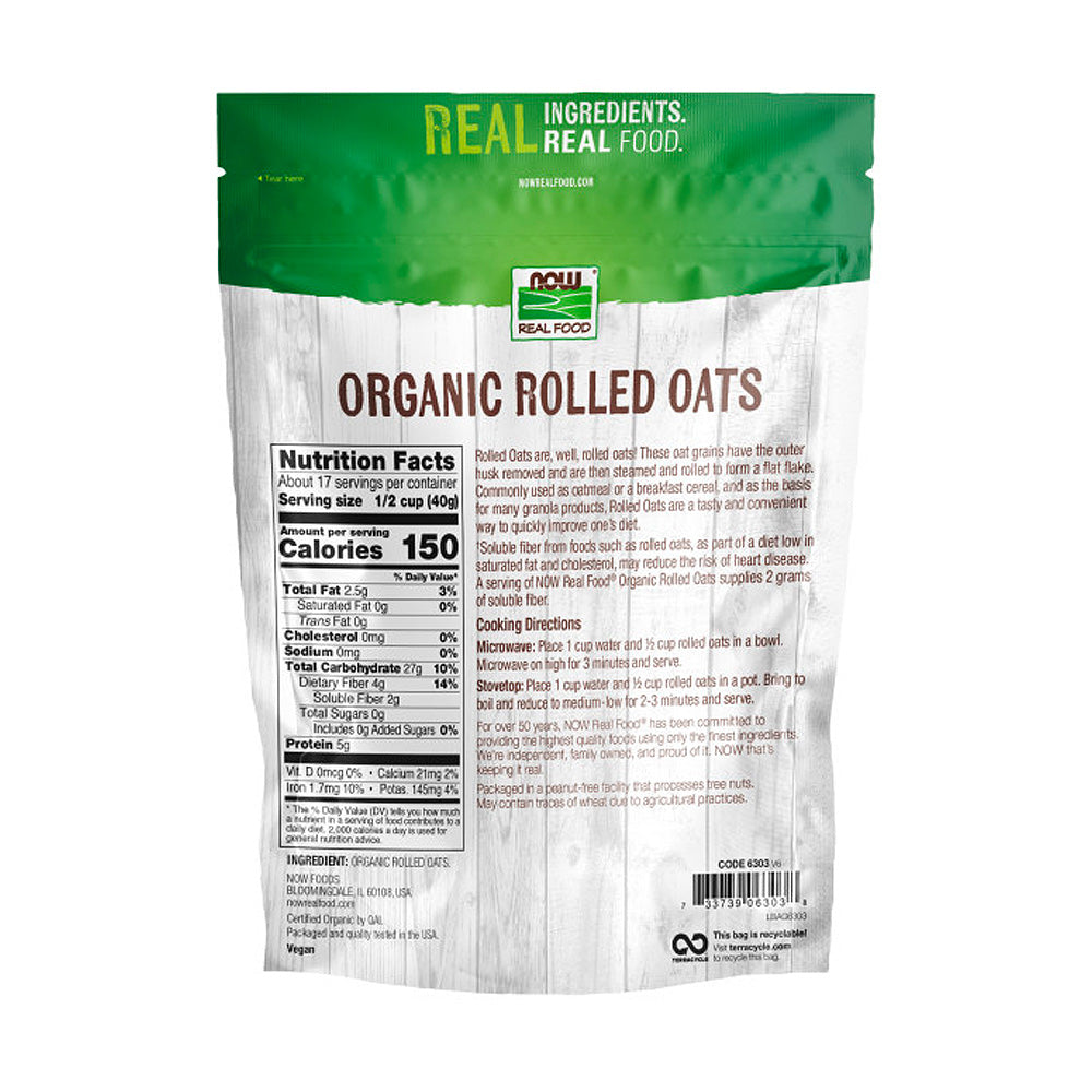 NOW Foods, Organic Rolled Oats, Source of Fiber, Protein and Iron, 100% Whole Grain, Product of the USA, 24-Ounce (680g) Natural Foods NOW Foods USA