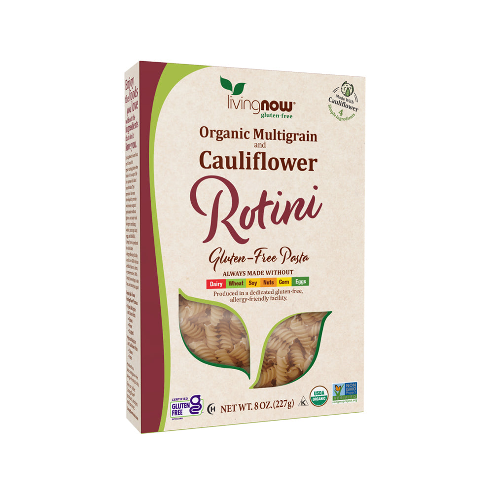 NOW, Living NOW, NOW Natural Foods, Organic Multigrain and Cauliflower Rotini Gluten Free Pasta, Made Without Dairy, Wheat, Soy, Nuts, Corn or Eggs, 8oz (227g)