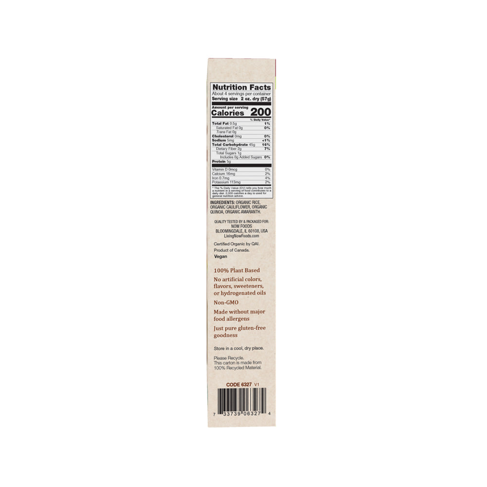 NOW, Living NOW, NOW Natural Foods, Organic Multigrain and Cauliflower Rotini Gluten Free Pasta, Made Without Dairy, Wheat, Soy, Nuts, Corn or Eggs, 8oz (227g)