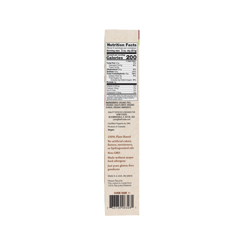 NOW, Living NOW, NOW Natural Foods, Organic Multigrain and Cauliflower Elbows Gluten Free Pasta, Made Without Dairy, Wheat, Soy, Nuts, Corn or Eggs, 8 oz (227g)
