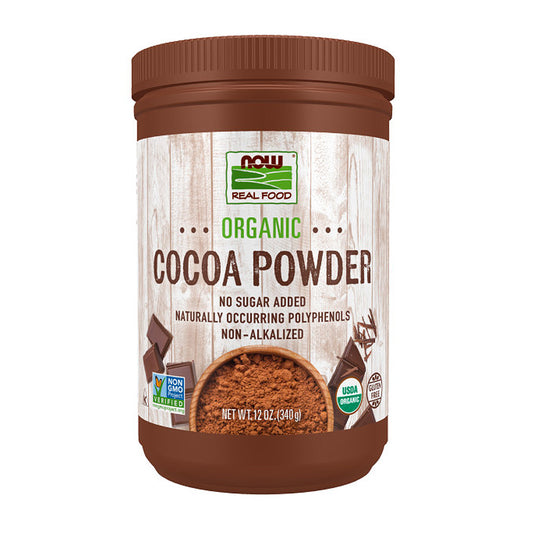 NOW Foods, Cocoa Powder, Cocoa Cocoa Lovers™ Certified Organic, Pure, Non-Alkalized, with polyphenols, 12-Ounce (340g) - Bloom Concept