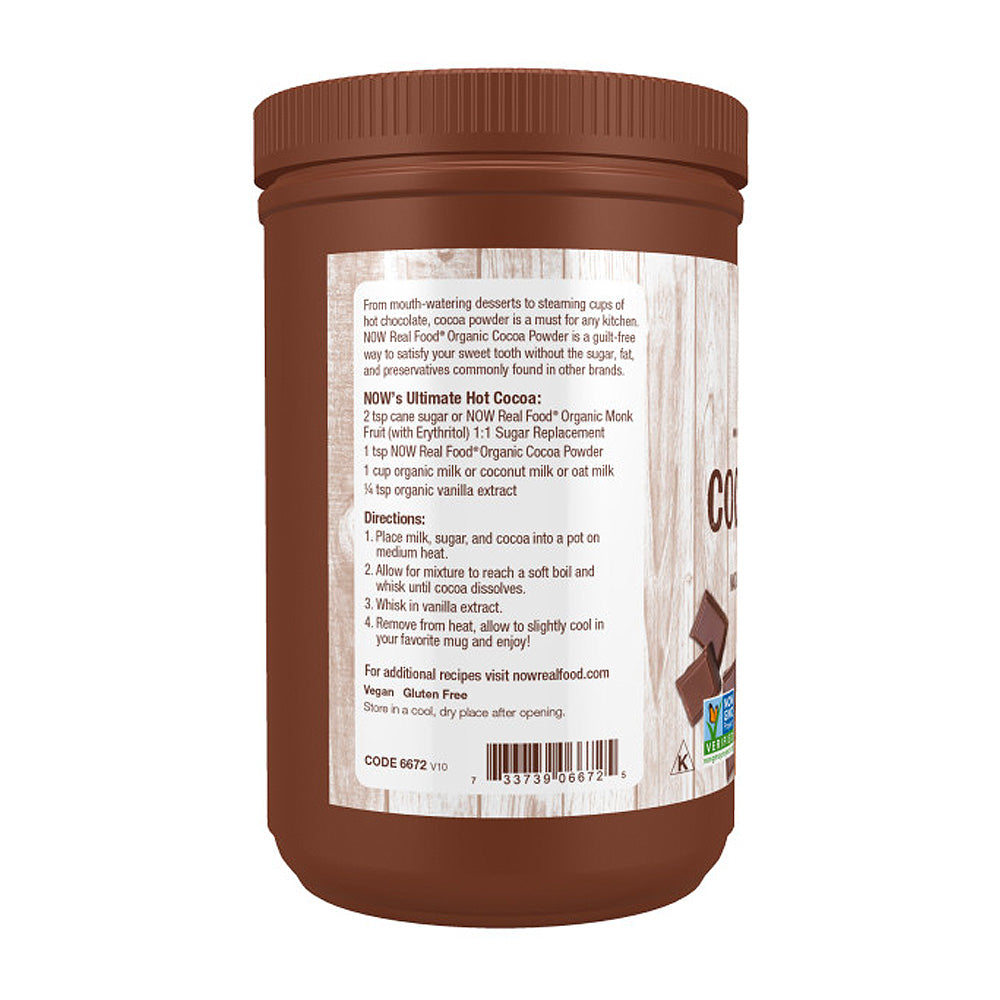 NOW Foods, Cocoa Powder, Cocoa Cocoa Lovers™ Certified Organic, Pure, Non-Alkalized, with polyphenols, 12-Ounce (340g) - Bloom Concept