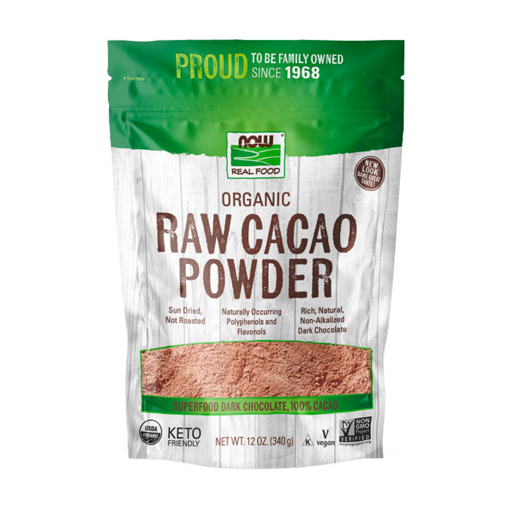 NOW Foods, Organic Raw Cacao Powder, with Polyphenols and Flavonols, Sun-Dried, Intensely Rich Flavor, (340 g) Natural Foods NOW Foods USA