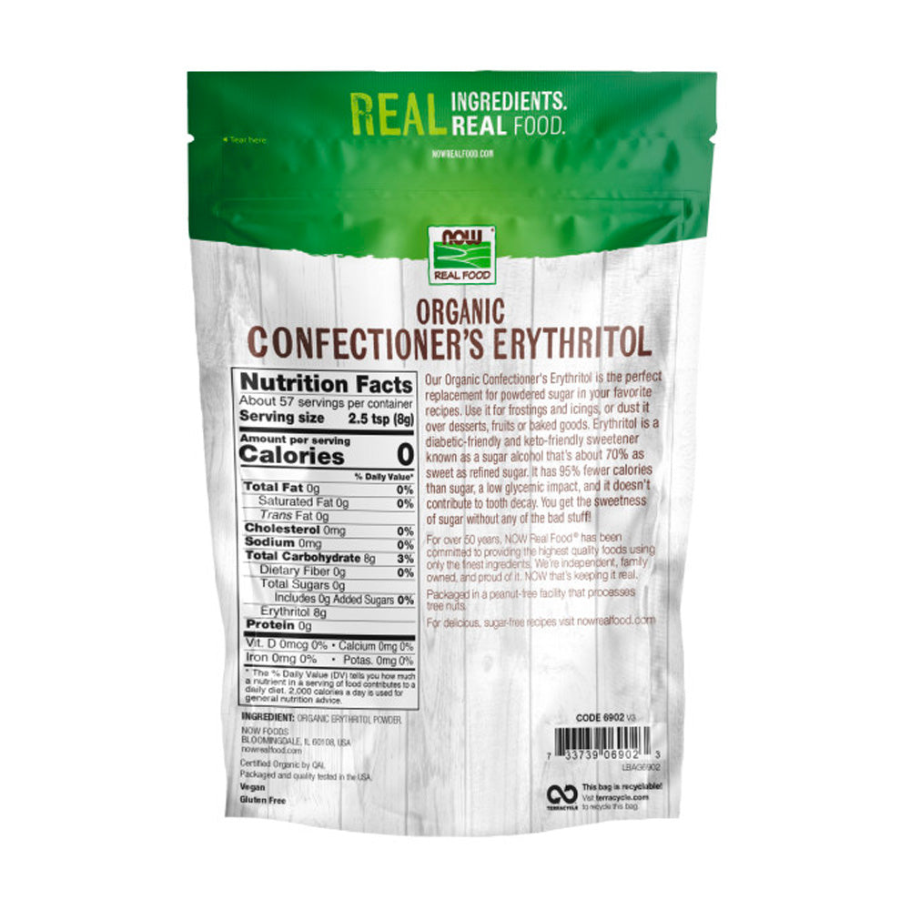 NOW Foods, Organic Confectioners Erythritol Powder, Replacement for Powdered Sugar, Zero Calories,(454g) Natural Foods NOW Foods USA
