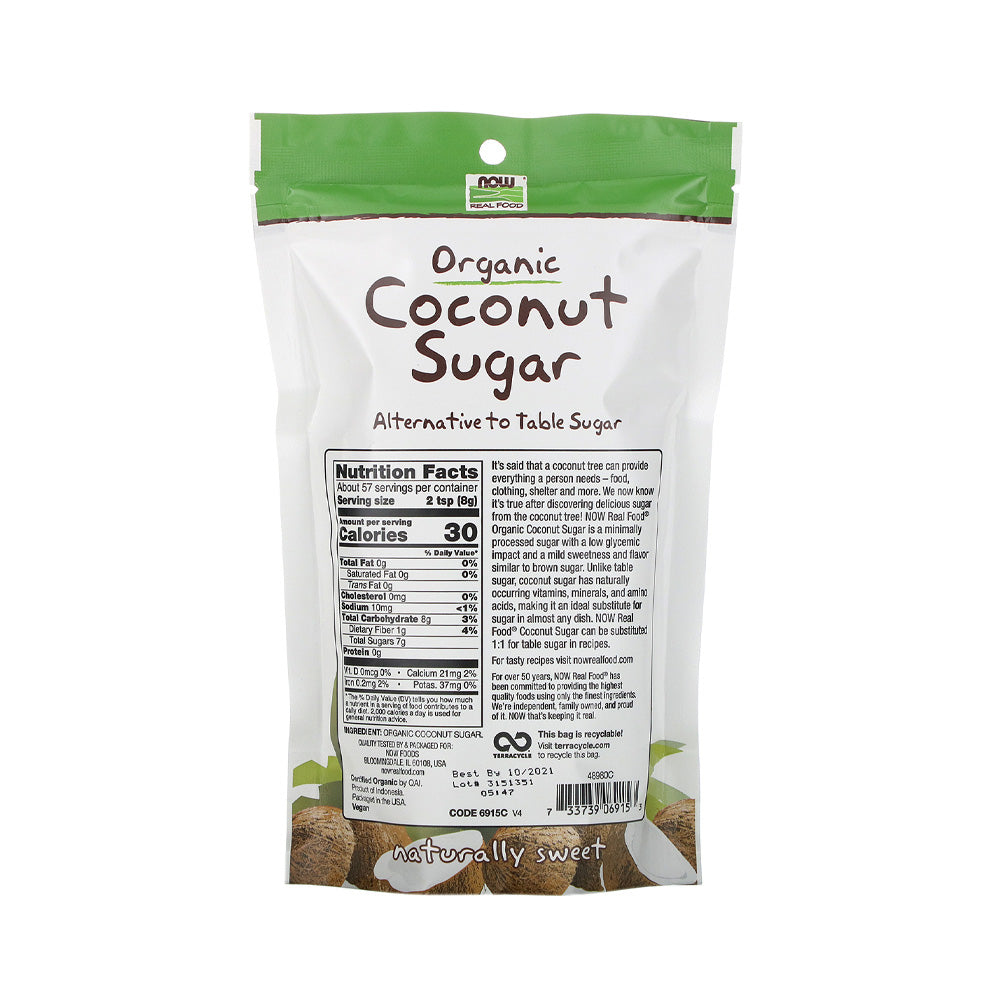 NOW Foods, Certified Organic Coconut Sugar, Alternative to Table Sugar, Low Glycemic Impact, from Sustainably Harvested Coconuts, Certified Non-GMO, 16-Ounce (454g) Natural Foods NOW Foods USA