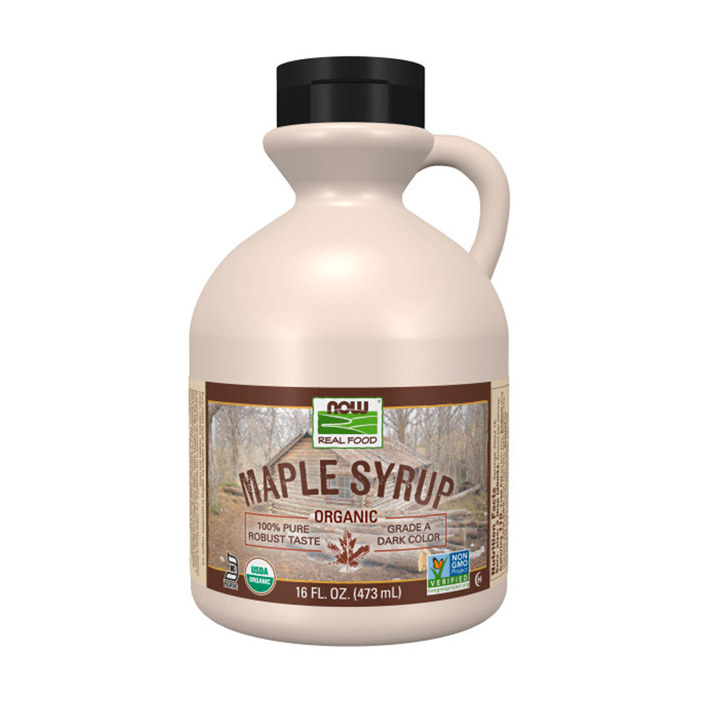 NOW Foods, Certified Organic Maple Syrup, Grade A Dark Color, Certified Non-GMO, Pure, Robust Taste, 16-Ounce (473ml) - Bloom Concept