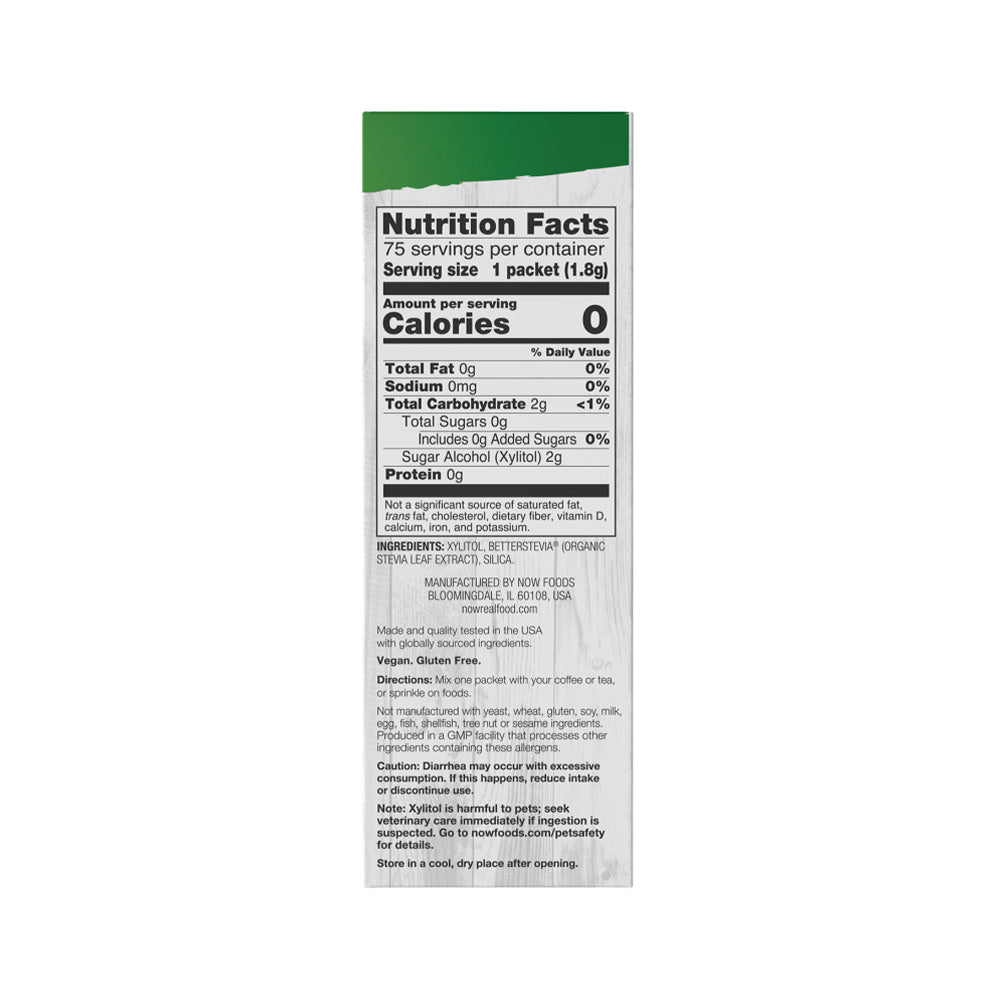 NOW Foods, Xylitol Plus Sweetener Packets with BetterStevia®, Zero Calories, Low Glycemic Impact, 75 Packets, 4.76 oz (135 g) Natural Foods NOW Foods USA