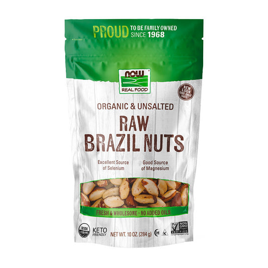 (Best by 11/24) NOW Foods, Certified Organic Brazil Nuts, Whole, Raw and Unsalted, Source of Selenim and Magnesium, 10-Ounce (284 g) - Bloom Concept