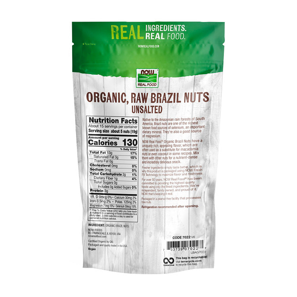 NOW Foods, Certified Organic Brazil Nuts, Whole, Raw and Unsalted, Source of Selenim and Magnesium, 10-Ounce (284 g) Natural Foods NOW Foods USA