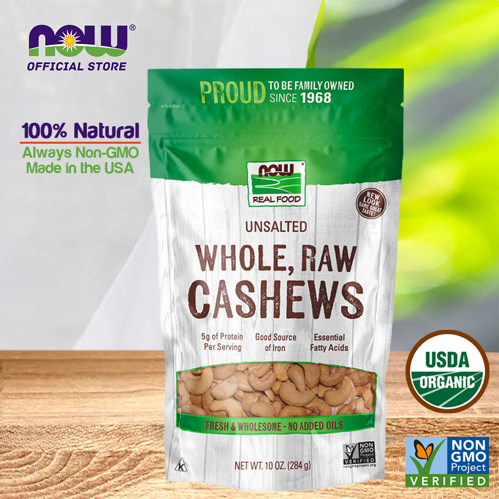 NOW Foods, Whole Cashews, Raw and Unsalted, Source of Fiber, Protein, Iron and Essential Fatty Acids, 10-Ounce (284g) - Bloom Concept