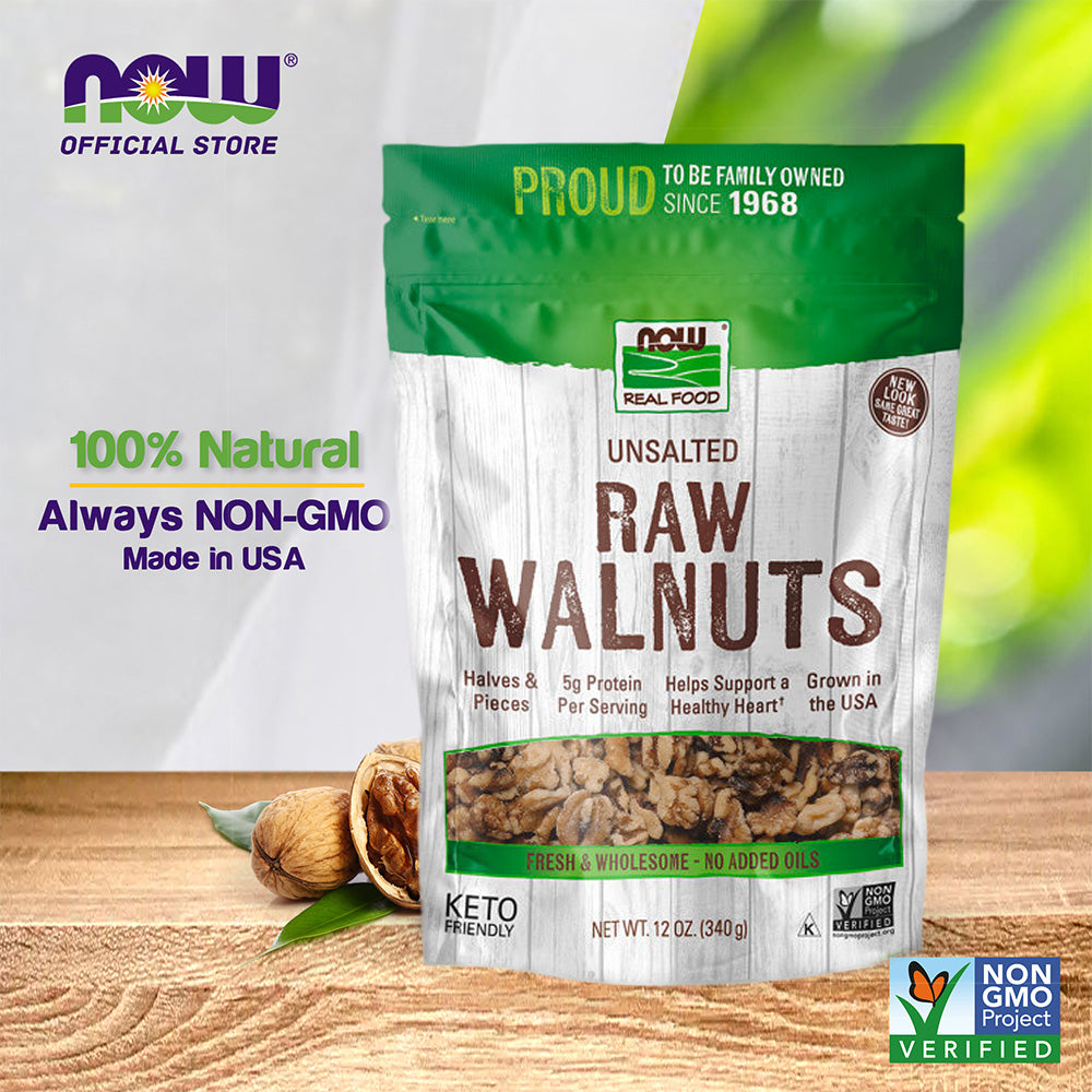 NOW Foods, Walnuts, Raw and Unsalted, Natural Source of Protein and Essential Fatty Acids, 12-Ounce (340g) Natural Foods NOW Foods USA
