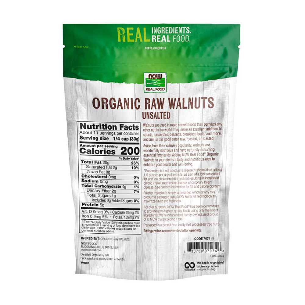 NOW Foods, Certified Organic Walnuts, Raw and Unsalted, Good Source of Protein and Healthy Fatty Acids, 12-Ounce (340 g) Natural Foods NOW Foods USA