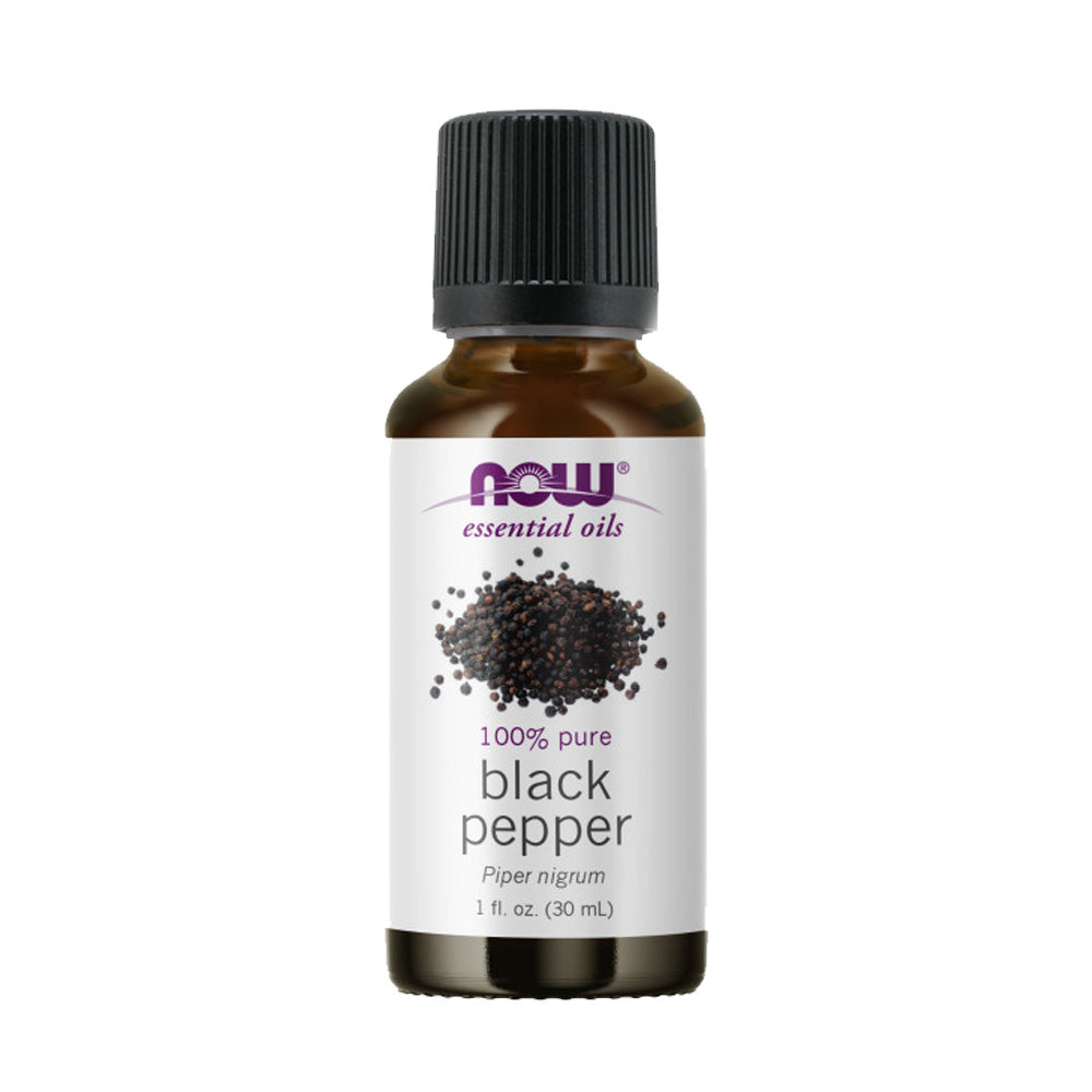 NOW Essential Oils, Black Pepper Oil, Spicy Aromatherapy Scent, Steam Distilled, 100% Pure, Vegan, Child Resistant Cap, 1-Ounce (30ml) Essential oils NOW Foods USA
