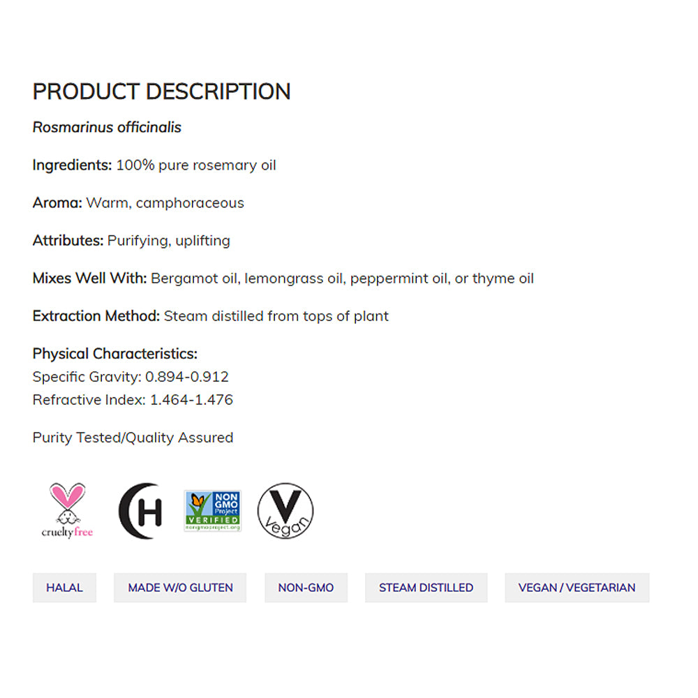 NOW FOODS Essential Oils, Rosemary Oil, Purifying Aromatherapy Scent, Steam Distilled, 100% Pure, Vegan, Child Resistant Cap, 1-Ounce (30 ml) Essential oils NOW Foods USA