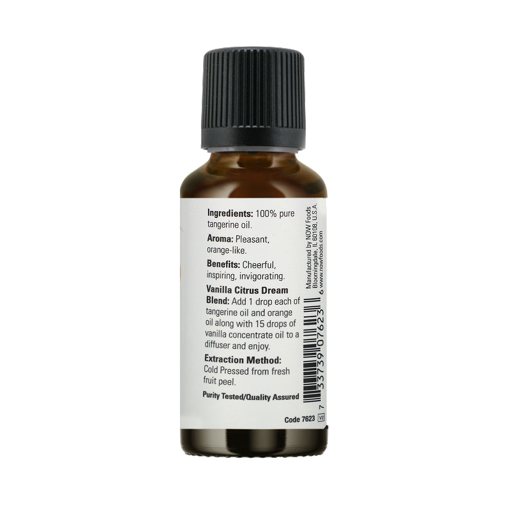 NOW FOODS Essential Oils, Tangerine Oil, Cheerful Aromatherapy Scent, Cold Pressed, 100% Pure, Vegan, Child Resistant Cap, 1-Ounce (30 ml) - Bloom Concept
