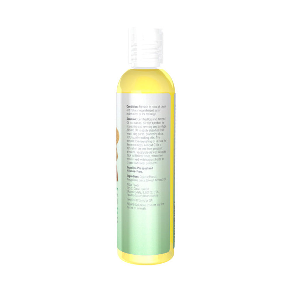 NOW Solutions, Organic Sweet Almond Oil, 100% Pure Moisturizing Oil, Promotes Healthy-Looking Skin, Unscented Oil, 8-Ounce (237ml) - Bloom Concept