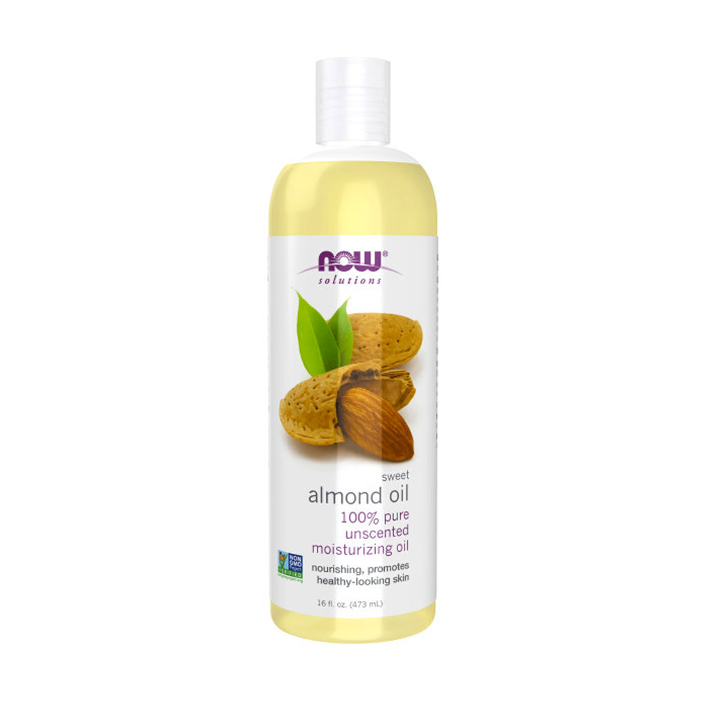 NOW Solutions, Sweet Almond Oil, 100% Pure Moisturizing Oil, Promotes Healthy-Looking Skin, Unscented Oil, 16-Ounce (473ml) - Bloom Concept